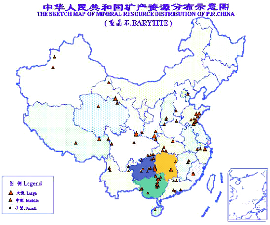 國內(nèi)重晶石分布